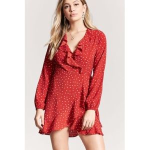 F21 wrap polka dot dress